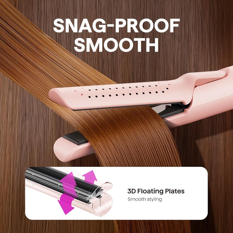 wavytalk مكواة تجعيد الشعر Airflow Styler، تجعيد بارد، قفل هواء بارد بزاوية 360° للحفاظ على التجعيد، يقلل من الضرر، 2 في 1 مكواة فرد وتجعيد الشعر، 1.25 بوصة، مضادة للحروق للشعر القصير والطويل، وردي - Image 5